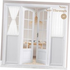 Non-See-Through French Door Curtains Set of 2 26"W x 40"L Pack of 2 White