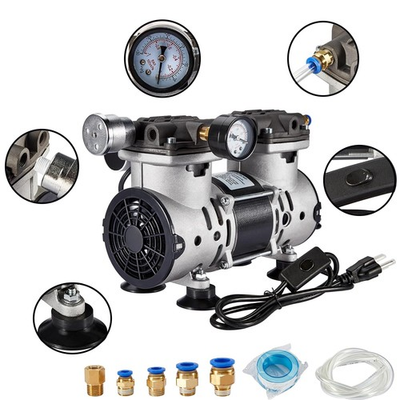 #ad Lab Vacuum Pump Oilless Vacuum Pump 380W 58L Min w Pressure GaugeSilencer New $139.99