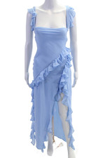 House Of CB Womens Bodycon Maxi Dress Light Blue Square Neck Sleeveless Size XS