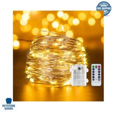 Remote Control Fairy Lights - 33ft 100 LED Warm White String Lights for Parties