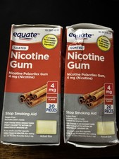 2X Equate Nicotine Gum Coated Cinnamon Flavor 4mg 20 Pieces Oct/2026 Open Box