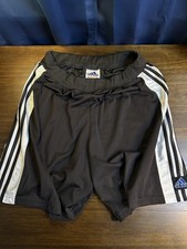 Vintage Y2K Adidas Mens Size XL Striped Running Jogging Soccer Shorts Black
