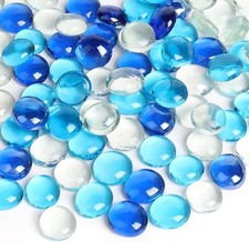 5 Lb Flat Glass Marbles 500PCS Blue Mixed Color Flat Gems Decorative Glass