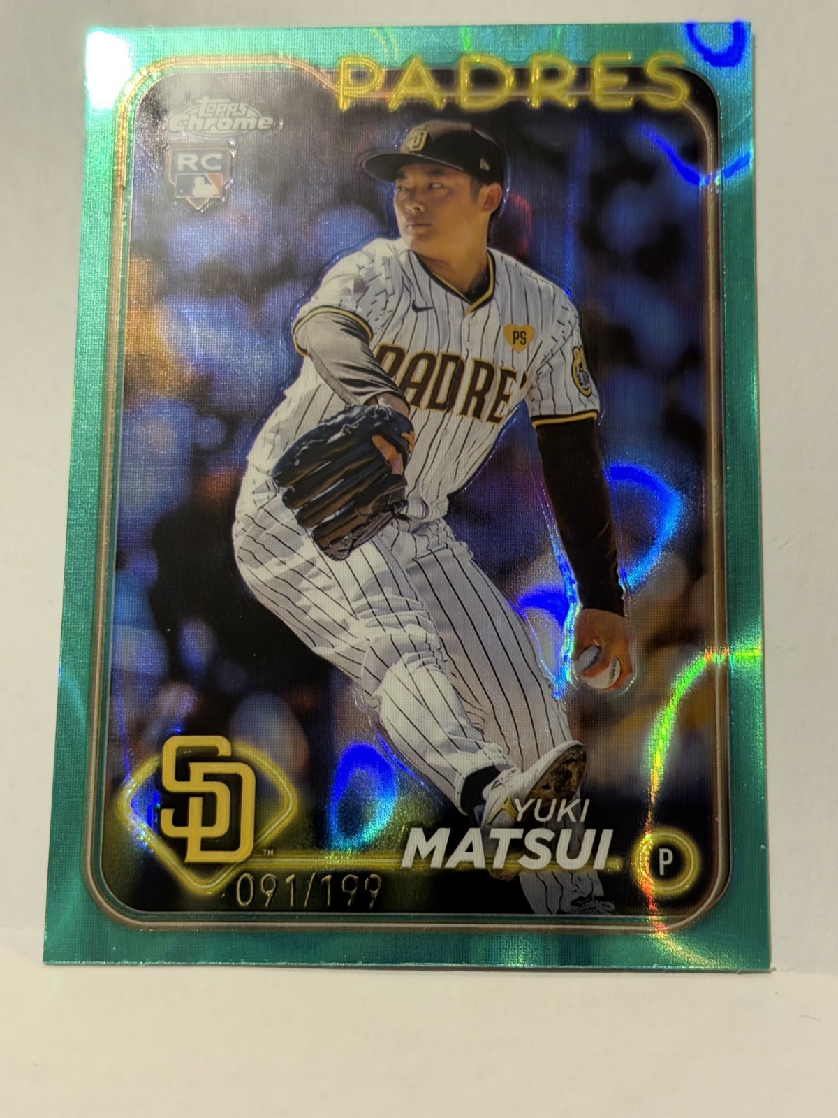 Yuki Matsui 2024 Topps Chrome 116 Aqua Raywave Refractor 91/199