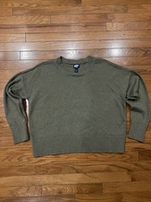Lands End Outfitters Kids Drifter Sweater 100 Cotton Sz Large 14/16 Army Green