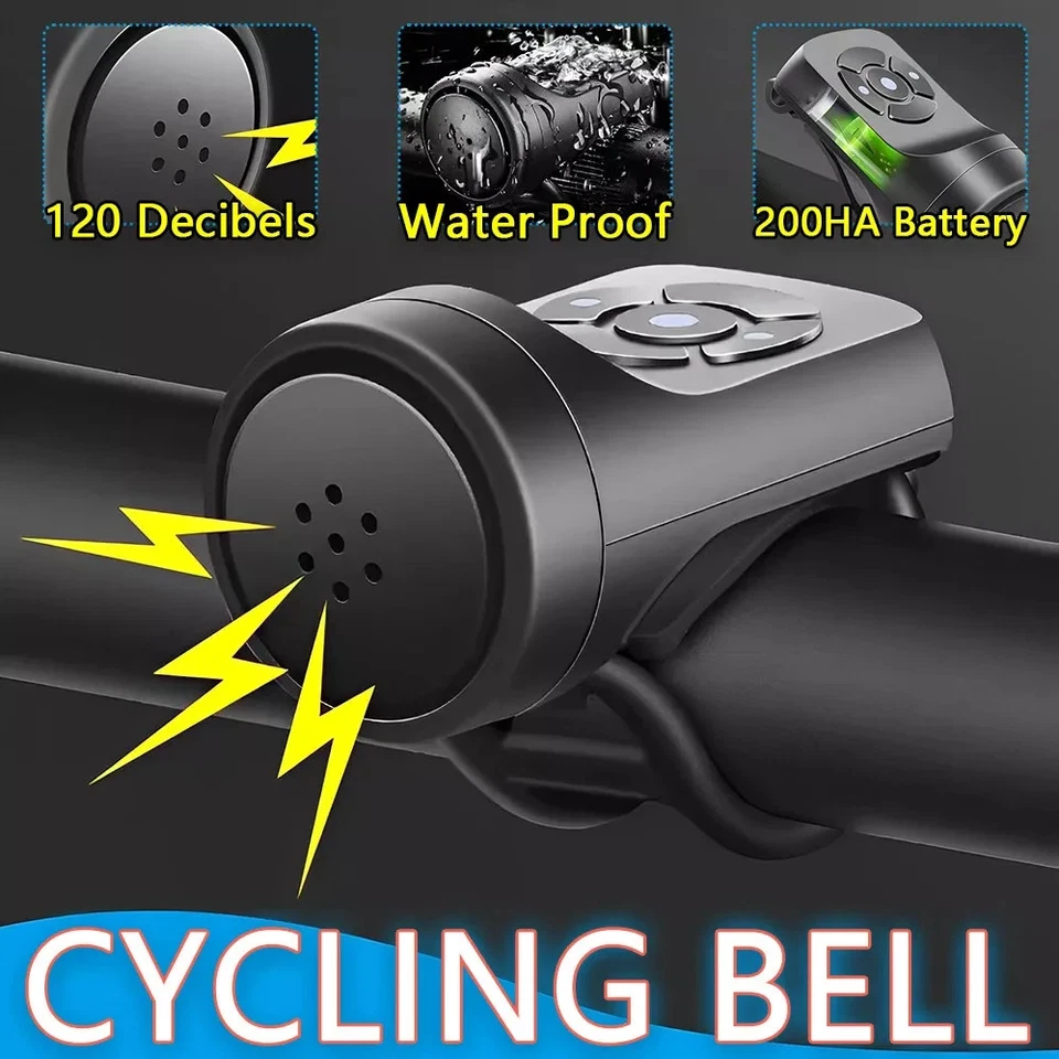 Bike Loud Horn 120Db Bicycle Handlebar Alarm Ring Bell Cycling Kit USB Charging - image 4 of 4