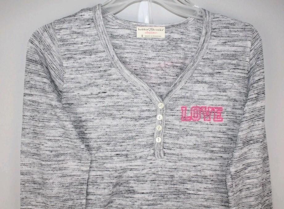BOBBIE BROOKS Women's Gray 2 PC Pajama Set Sleepwear Sz S Long Sleeves Long Pant thumbnail 6