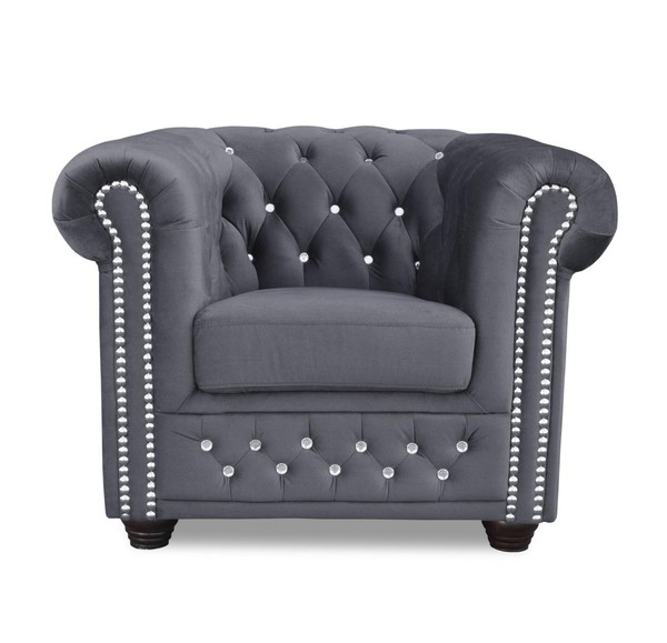 Couchen Chesterfield Sessel Fernseh Couch 1 Sitzer Sofa Textil Stoff Polster Neu-image