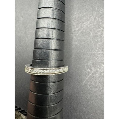 SU CH Signed 925 Sterling Silver Clear Cubic Zirconia Band Ring Size 6. ...