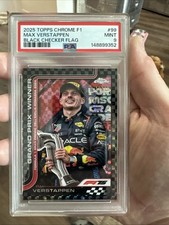 2025 TOPPS CHROME F1 #99 MAX VERSTAPPEN /10 BLACK CHECKER FLAG POP 1 PSA 9