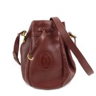 New ListingAuth Cartier Must Line Drawstring Calf Leather Shoulder Bag Bordeaux Used F/S