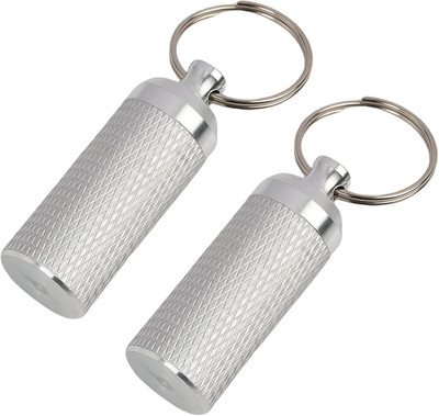 2 PCS Mini Metall Pillendose Klein, Kleine Edelstahl-Pillendose mit Schlüsselanh