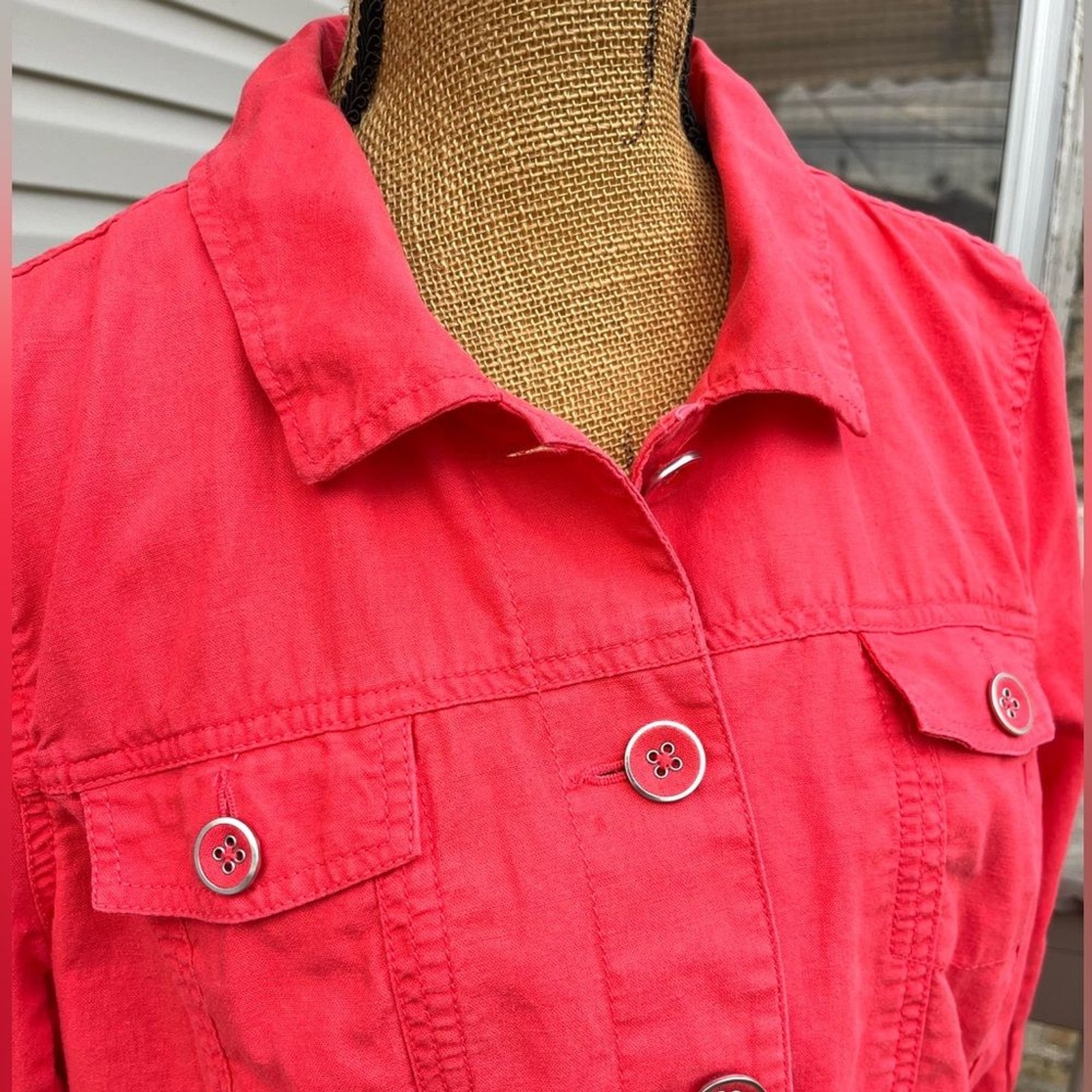 Relativity Linen Blend Button Up Spring Summer Ja… - image 3