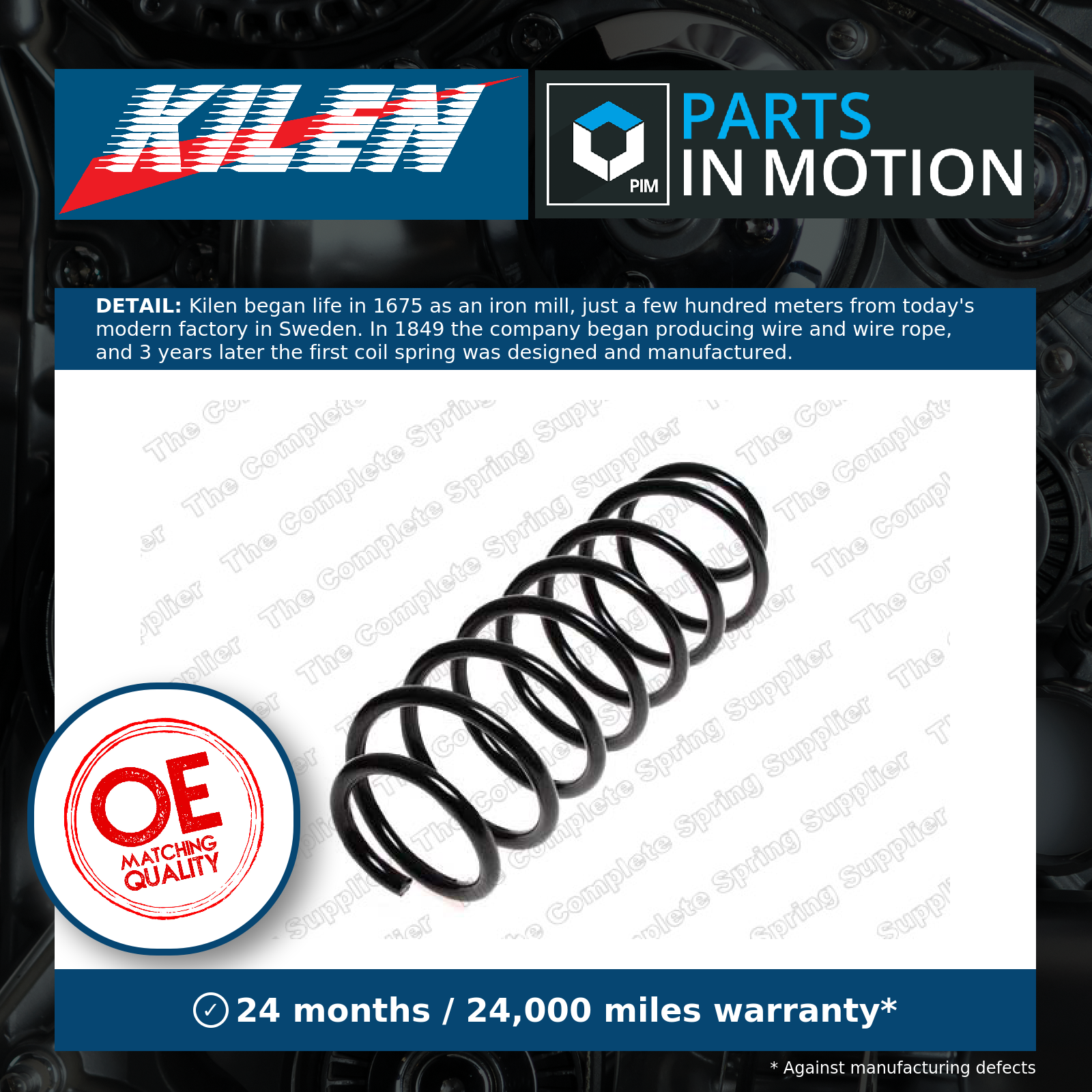 Coil Spring Front 26019 Kilen Suspension 3546833 Genuine Top Quality Guaranteed