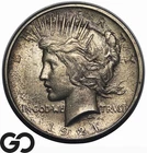 1921 Peace Dollar, Ultra High Relief, Gem BU++ Key Date, Original Album Toned