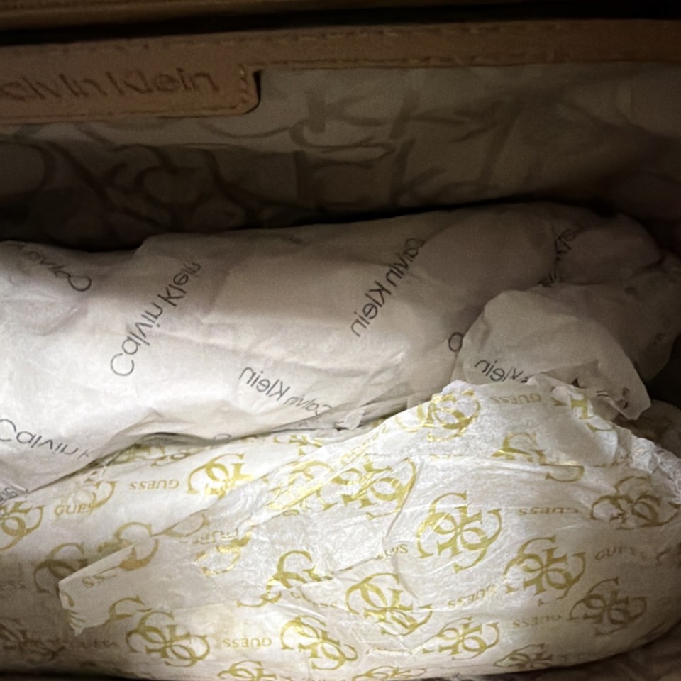 Calvin Klein Floral Print Shoulder Bag Beige White Pink Green Gold ...