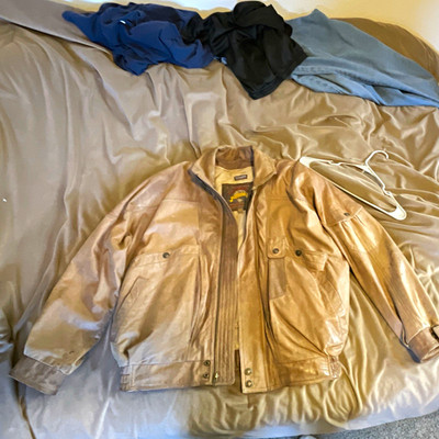Adventure Bound Originals Men's Tan Leather Bomber Jacket Thinsulate Lined XL