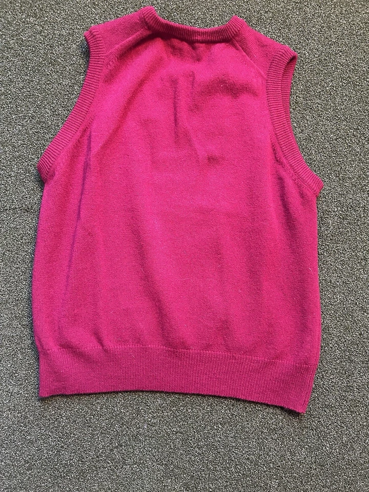 Chaleco suéter cuello en V 100 % lana de cordero vintage ll bean para hombre hecho en ee. uu. Rojo oscuro Foto 3 de 3