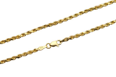 14k Yellow Gold Italian Rope Chain Twist Link Necklace 2.5mm Men Women 18 Hollow