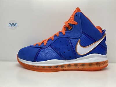 Nike Lebron VIII 8 QS Hardwood Classic Basketball Blau Orange UK Größe 7,5 EUR 42