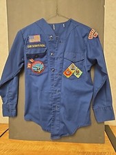 Cub Scout B.S.A. Uniform Youth Blue Long Sleeve Shirt Tagless Size S-M