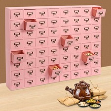 4pcs Desk Drawer Organizer Wooden Vintage Apothecary Cabinet with 16 Drawers