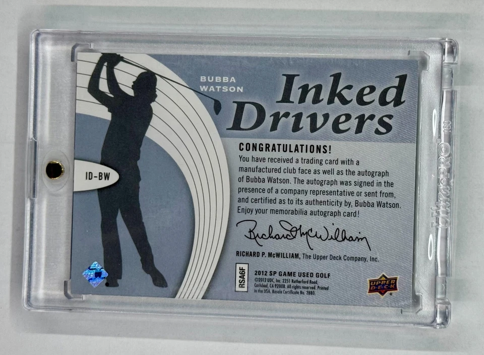 2012 UPPER DECK BUBBA WATSON SP GAME USED AUTO INKED DRIVER 09/10 - Image 2 of 2
