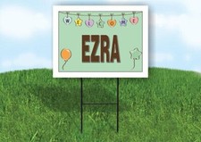 EZRA WELCOME BABY GREEN 18 in x 24 in Yard Sign Road Sign with Stand