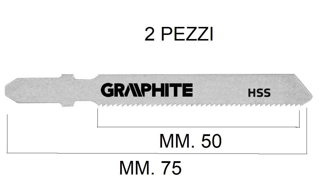 LAMA LAME SEGHETTO ALTERNATIVO HSS PER FERRO MM. 75 GRAPHITE 57H767 2 PEZZI