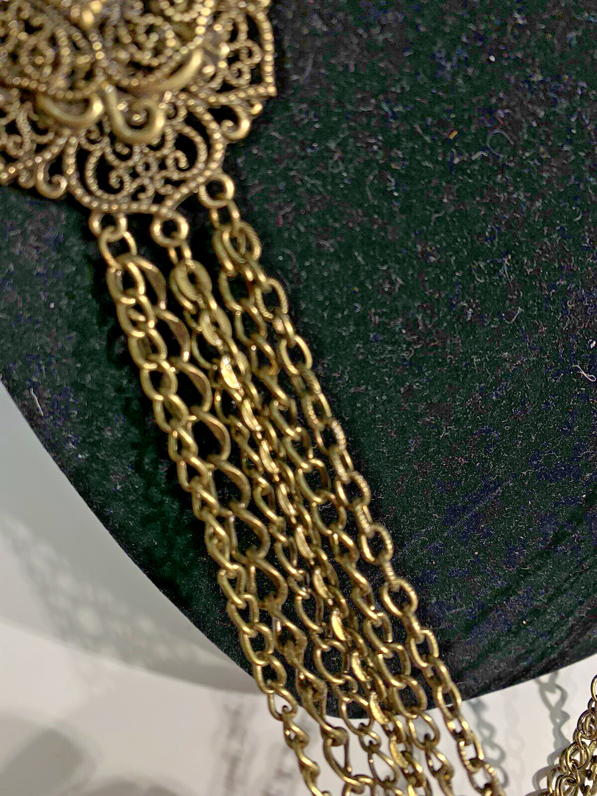 VTG Bronze Multiple Long Chain Statement Necklace… - image 4