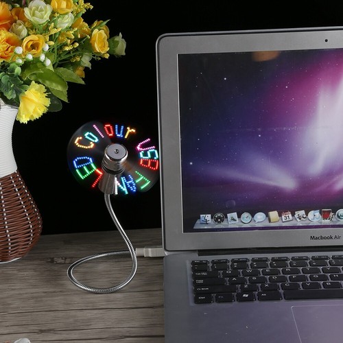 Flexible LED Programmable Message Display Mini RGB USB Fan Fr PC Notebook Laptop - Picture 3 of 10