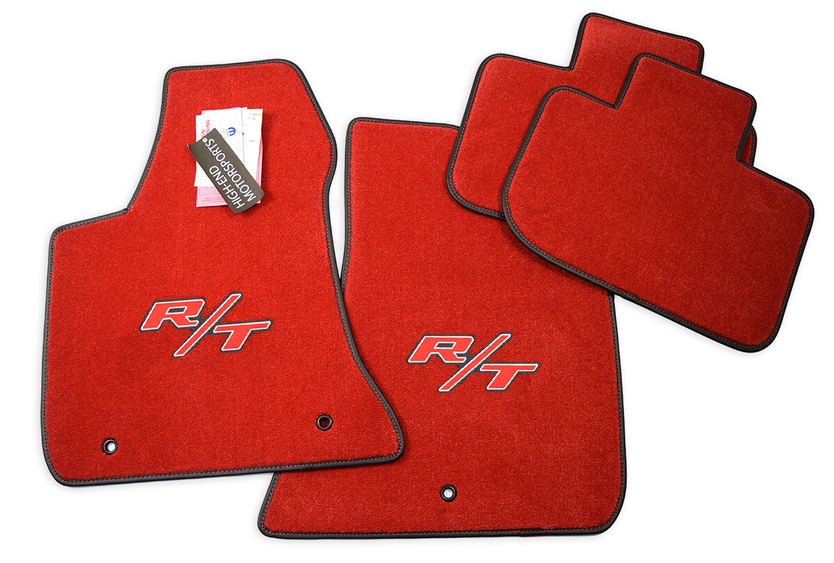 Dodge Charger R/T Floor Mats Bright Red Black Trim Upgrade Premium