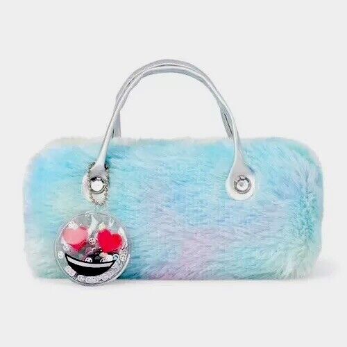 Girls Faux Fur Sunglasses Cass With Handle And Love Emoji 😍 Charm For Kids - Picture 1 of 7