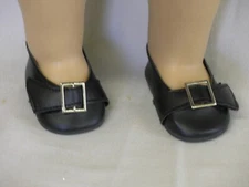 BLACK SILVER BUCKLE  SLIPON  SHOES FIT AMERICAN GIRL DOLLS   NEW GENERIC