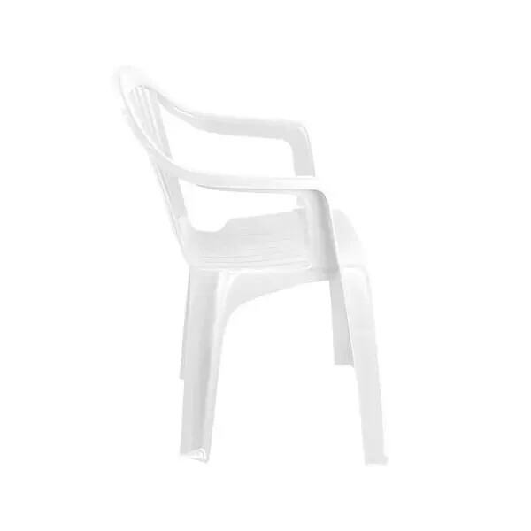 White Plastic Garden Chairs Low Back Seat Patio Partying Camping