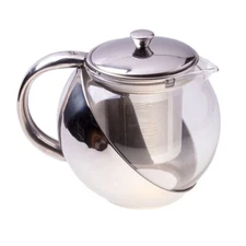 Stainless Steel Glass Teapot Tea pot with Strainer  500ml / 16.9 fl oz Capacity!