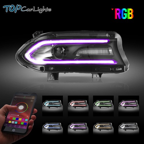 VLAND RGB LED Headlights Projector For 2015-2024 Dodge Charger Front Lamps Pair - Picture 9 of 14