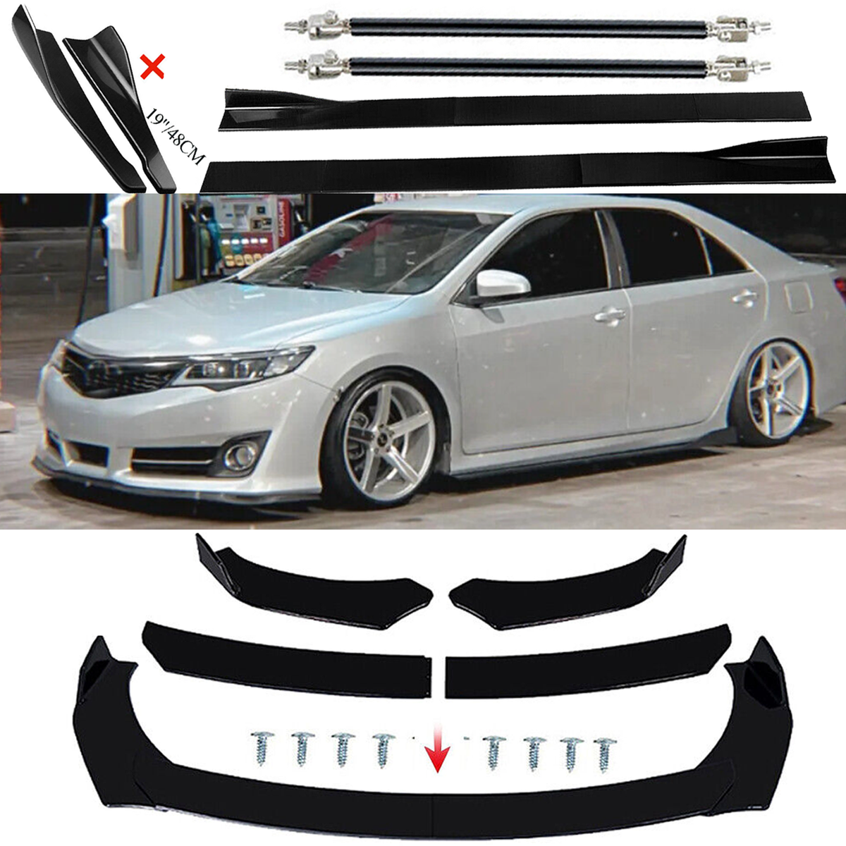 Front Bumper Rear Lip Splitter Spoiler Diffuser For Toyota Camry