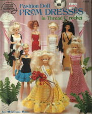 USED FASHION DOLL PROM DRESSES 7 DESIGNS CROCHET PATTERN BOOK