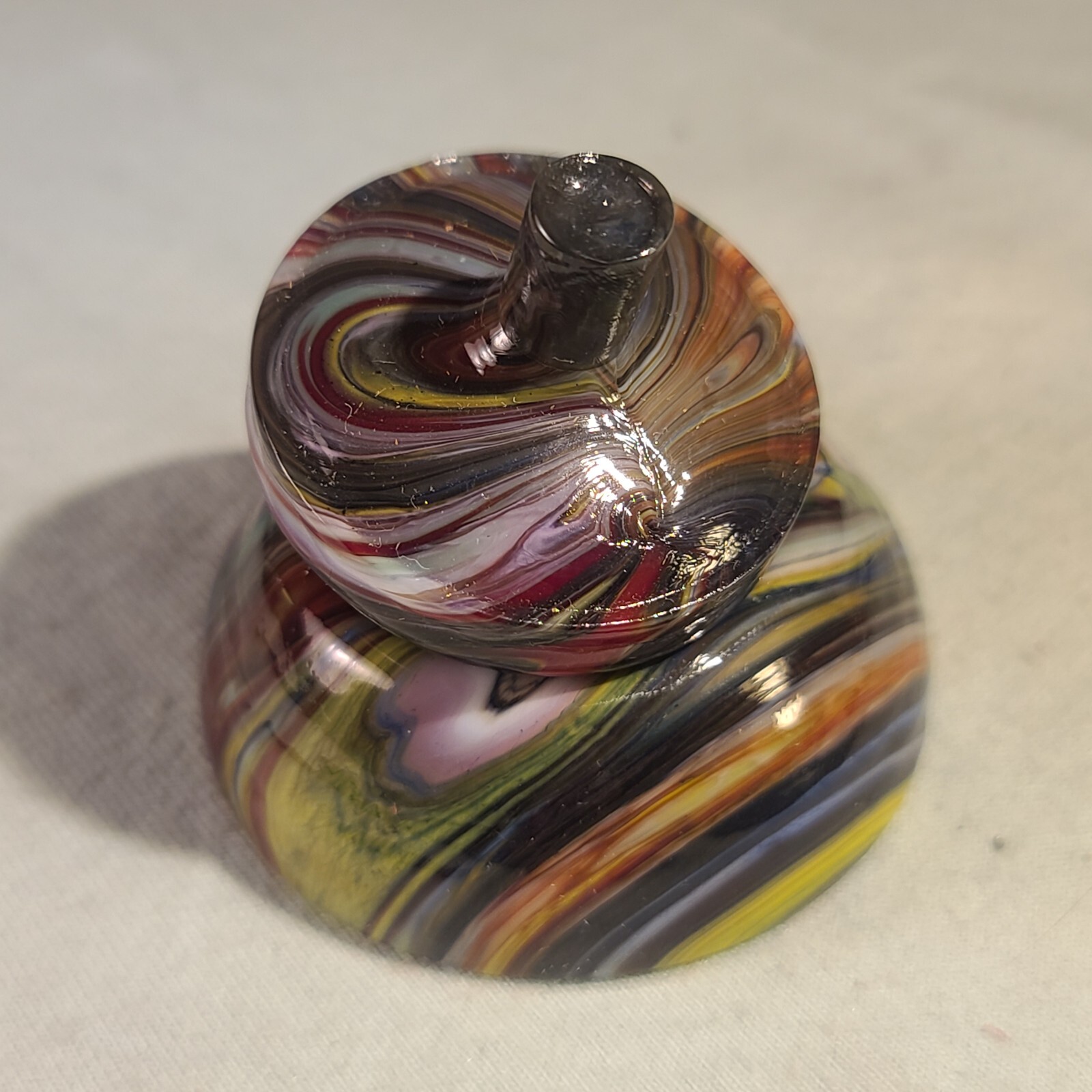 ANDY DAVIS, Glass Art Spinning Top & Base, Megans Run (?), #255L