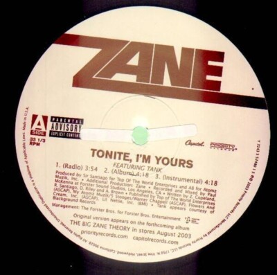 Zane feat. Tank Tonite, Im Yours STILL SEALED Vinyl Single 12inch NEW OVP