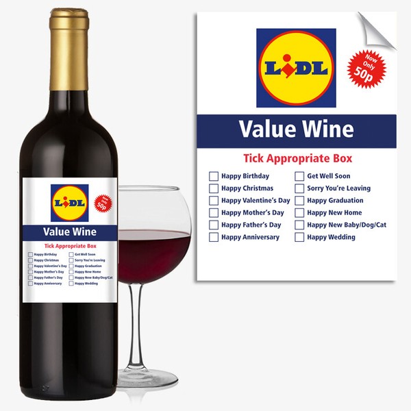 #1065 ETIQUETA BOTELLA DE VINO TAPA Valor - Broma Divertida Saludos Para Cualquier Ocasión