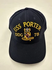 New The Corps USS Porter DDG 78 Logo Blue Baseball Cap Hat One Size