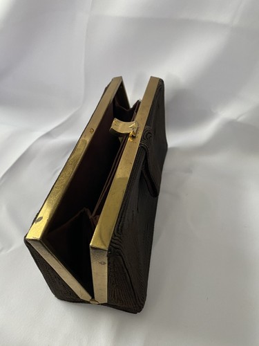 Borsa da sera vintage anni '50 marrone cioccolato frizione - Foto 18 di 24