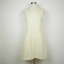 ANN TAYLOR Women's S - Beige cream sleeveless flared wool knit dress knee length