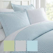 Premium Ultra Soft 3PC Puffed Chevron Print Duvet Cover Set Kaycie Gray Fashion