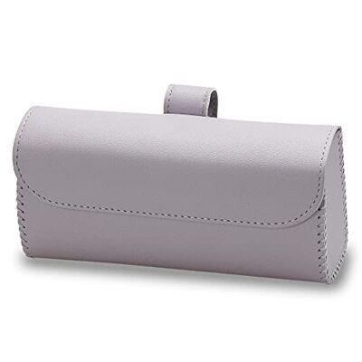 Estuche de cuero para gafas de sol, soporte con clip para visera de coche