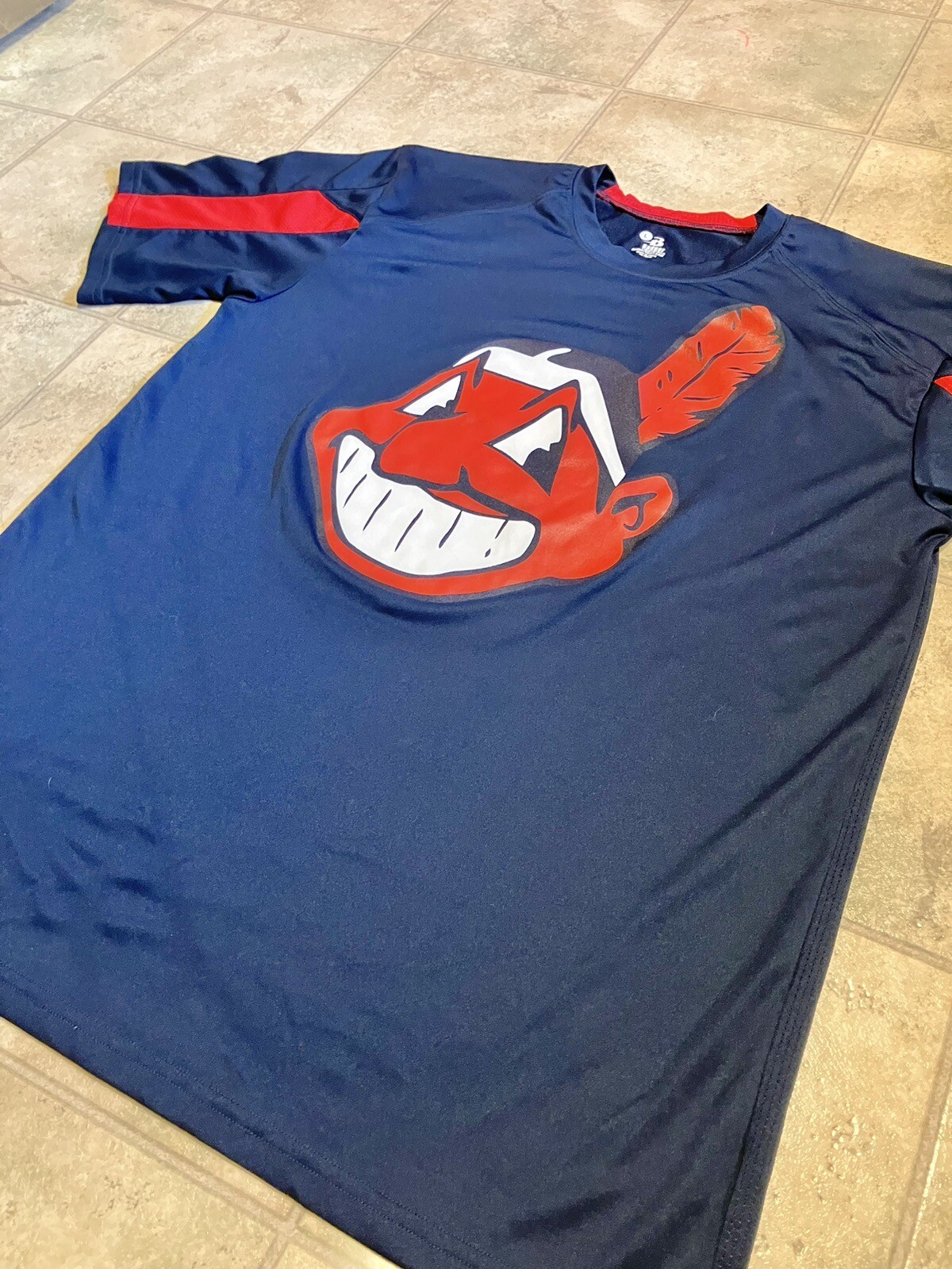 Chief Wahoo Cleveland Indians Jersey Big Logo MLB Drifit Size L