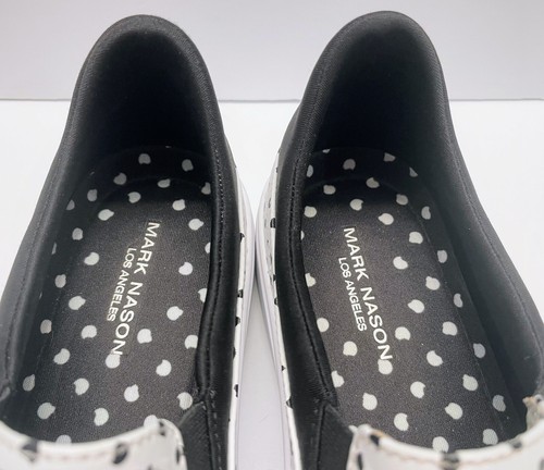 Mark Nason Aimee Womens Size 10 White Black Leather Slip On Sneakers Shoes - Picture 6 of 10