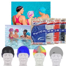 Adult Swimming Black Silicone Elastic Flexible Durable Ladies Gents Swim Cap UK